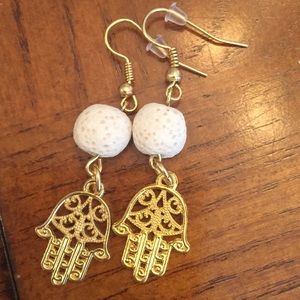 Diffuser Gold-Tone Hamsa Hand Earrings